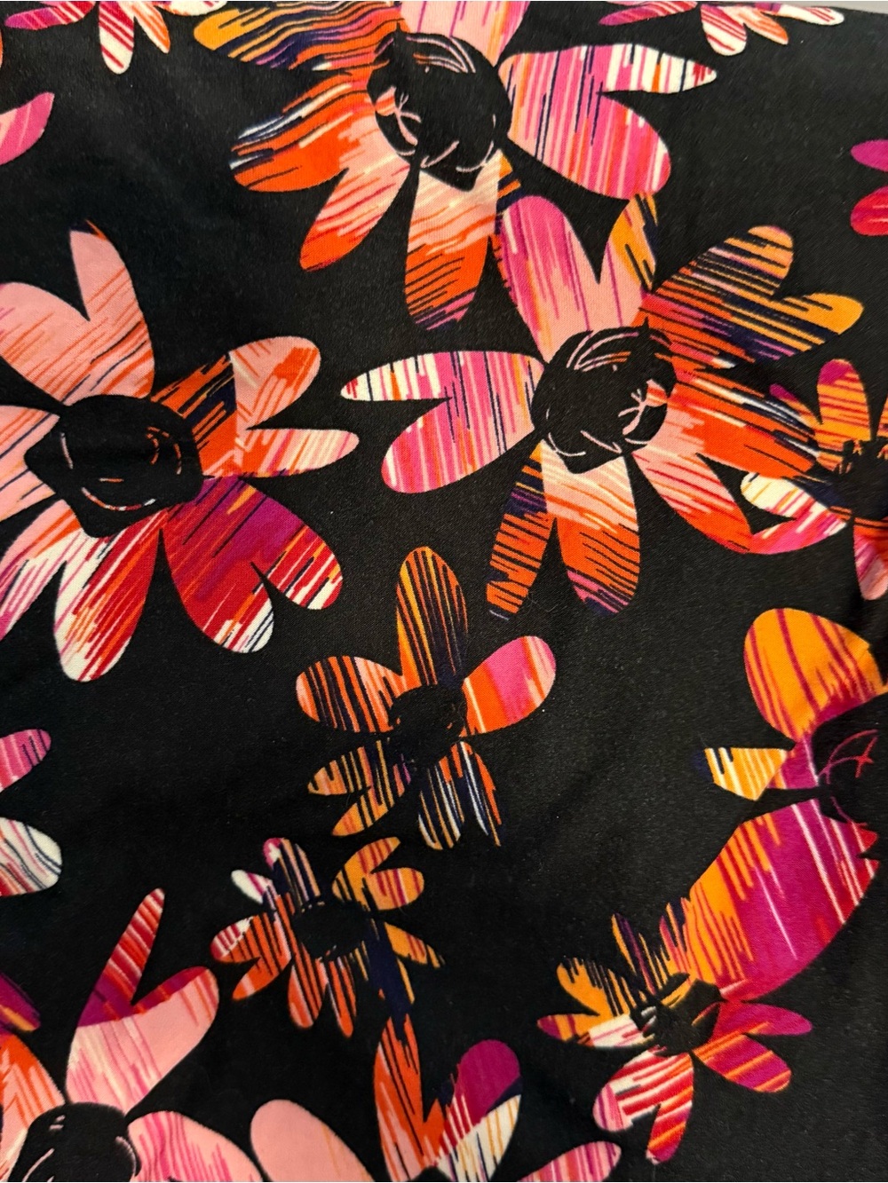 LuLaRoe Black Leggings with Pink & Orange Floral Print